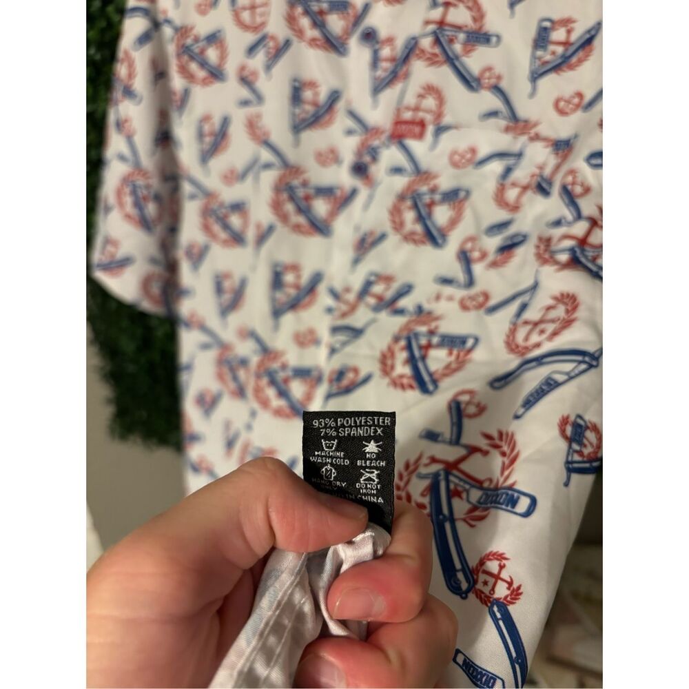 Dixxon Shirt The High Tight Mens Large Barber Blue Red White Short Sleeve - Picture 7 of 7